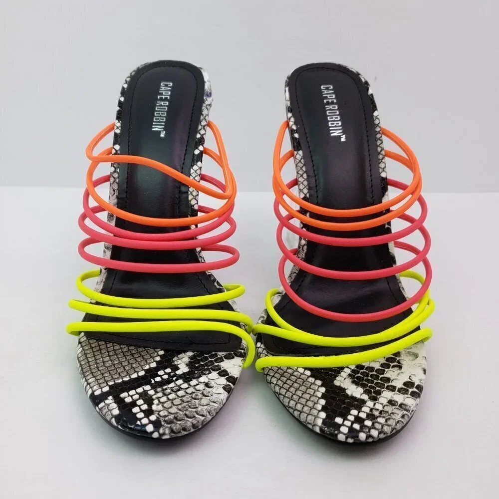 Cape Robbin Fia Womens  7.5 Neon Multi Colored Slip On Party 4.5
